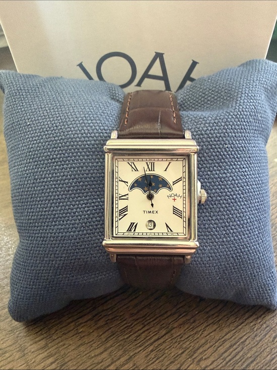 Timex Other - Timex x Noah Rectangular Moonphase Watch – Brown Leather / Silver Case